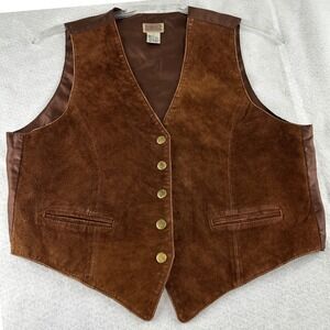 International Leather Collection Vest Womens M Brown Suede Western Cinch Back
